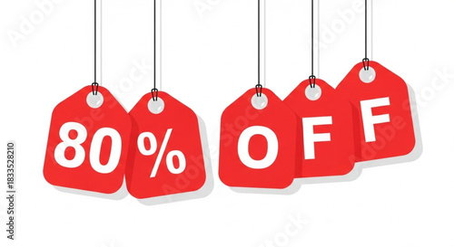 Amazing 80% Off Sale Event Announcement with Red Tags