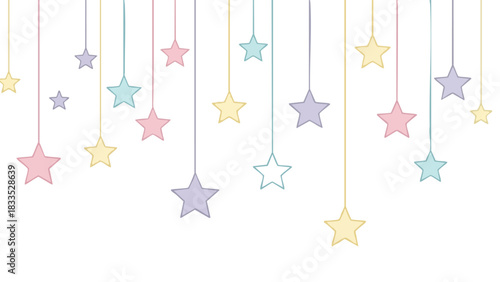Pastel Stars Hanging from Strings - A Dreamy Celestial Decoration.
