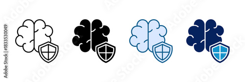 Mental Shield Icon Set Multiple Style Collection