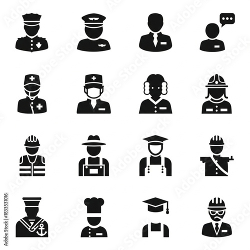occupation icons representing various careers and roles in society