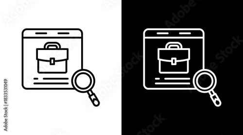 Job Search Outline White Icon Set Design