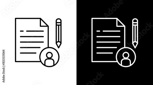 Resume File Outline White Icon Set Design