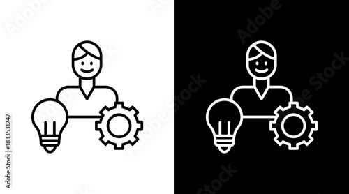 Hard Skills Outline White Icon Set Design