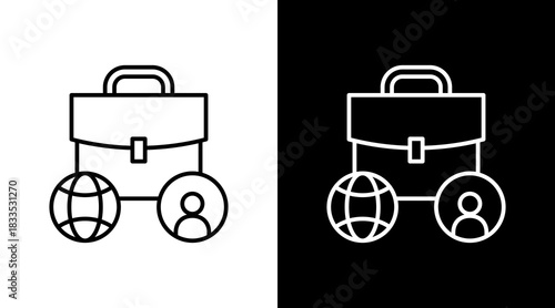 Job Network Outline White Icon Set Design