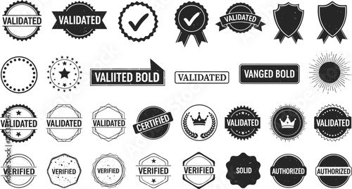 Collection of vintage and modern stamp and badge designs