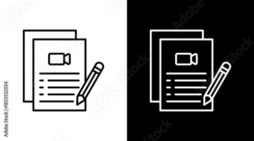 Script Writing Outline White Icon Set Design
