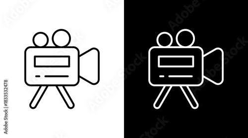 Video Camera Outline White Icon Set Design