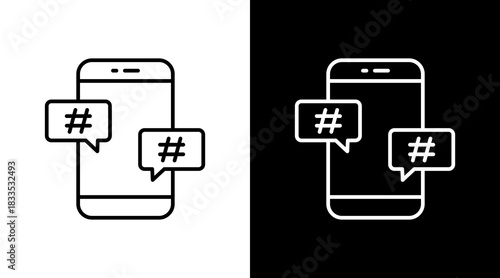 Hashtag Outline White Icon Set Design