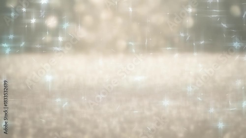キラキラ光るラメ・グリッターの背景　雪が降り積もった冬の景色に降る雪の結晶　キラキラ輝く冷たい降雪の背景　クリスマス・ホリデーの背景