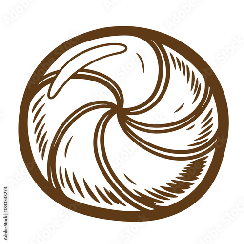 Hand drawn sketch style illustration of a baked pastry sweet treat for dessert or brunch