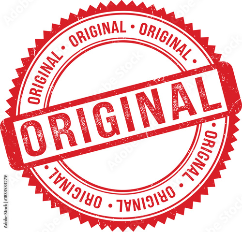 Red stamp seal of authenticity for original products