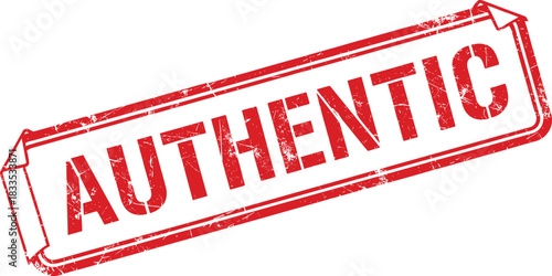 Authentic stamp red and white grunge style