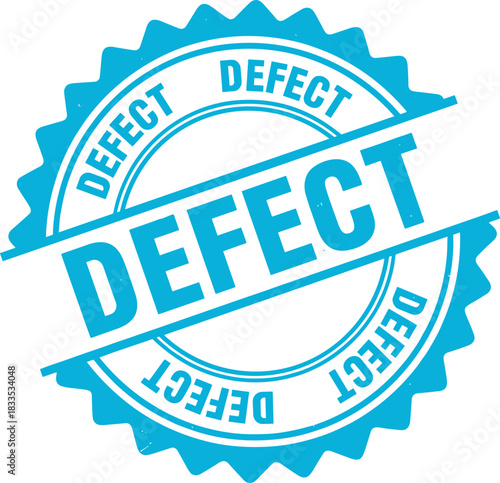 Blue stamp seal indicating a product defect