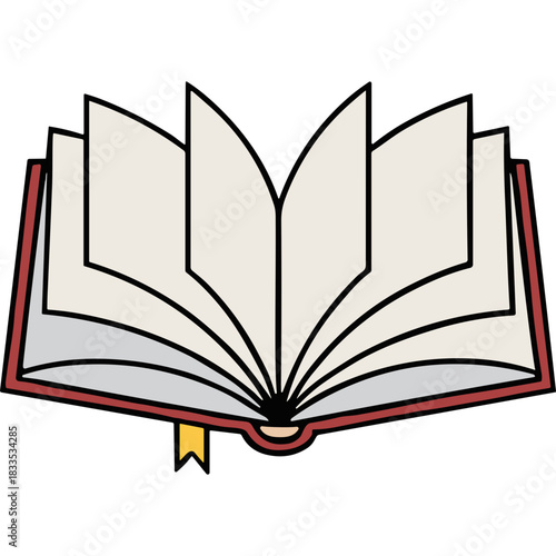 Open Book With Cream Colored Pages And Red Cover Showing A Yellow Bookmark Detailed Illustration On Black Background Educational Reading Knowledge Literature Study Learning Wisdom Information Wisdom