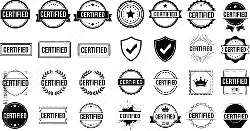 Collection of certified stamps and badges