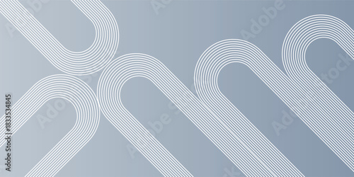 Abstract background with interlocking white U-shaped lines on a grey-blue gradient.