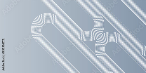 Modern abstract background with intricate white lines forming a flowing, overlapping pattern on a cool gray gradient.