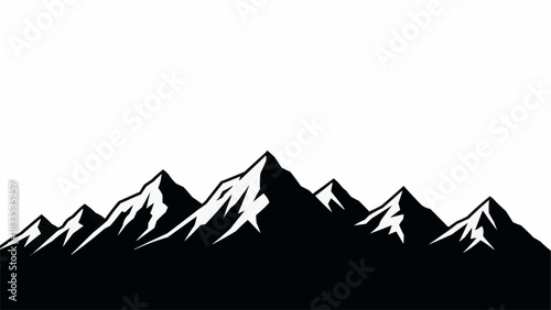 Majestic mountain range silhouette against a bright white sky, a stunning landscape.