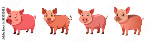 Cute cartoon pig vector illustration for farm animals designs pink piglet graphic resources and art