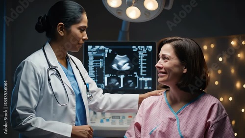 Empathetic Indian Doctor Offers Hope and Comfort to Patient During Ultrasound Consultation