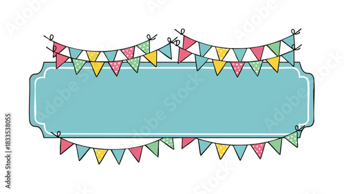 Colorful Decorative Banner with Triangle Pennants for Celebrations