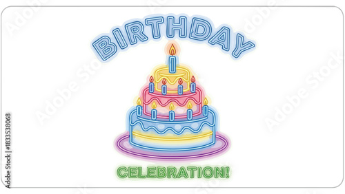 Birthday Cake Celebration Illustration with Candle and Festive Decorations for a Special Occasion