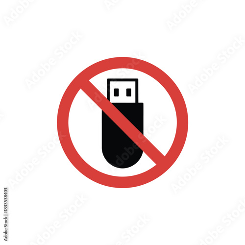 No usb drive allowed sign for security and data protection