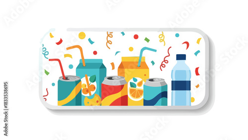 Cheerful Cartoon Drinks Collection Celebration of Refreshment and Fun