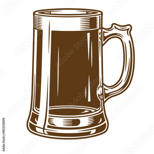Classic sketch vintage beer mug illustration isolated on white background for design elements