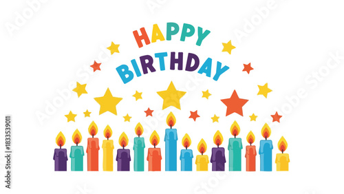 Festive Birthday Candles and Stars Illustration for Celebrations