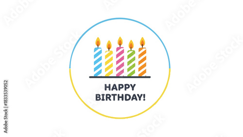 Cheerful Birthday Celebration Colorful Candles and Festive Wishes in a Simple Vector Design
