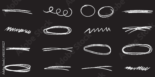 Set of hand drawn black doodle lines underlines scribbles elements