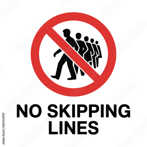 No skipping lines sign with silhouetted figures
