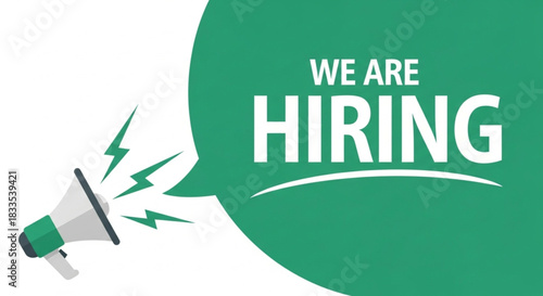 Hiring Announcement with Megaphone Illustration for Recruitment and Job Opportunities