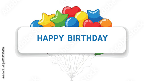 Happy Birthday Celebration with Colorful Balloons and Festive Wishes