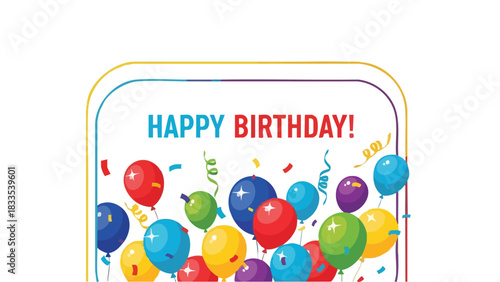 Festive Happy Birthday Balloons and Confetti Celebration Design