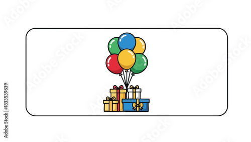 Colorful Balloons and Gifts Illustration for Celebrations and Joyful Moments