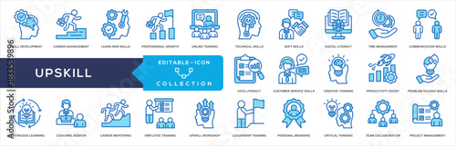Upskills Icon Set Collection. Business Presentation, skill development, career advancement, learning skills, professional growth
