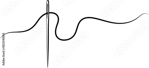 Elegant minimalist vector illustration of a sewing h white background, isolated.