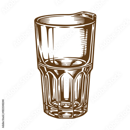 Detailed sketch illustration of a classic vintage glass drinkware for beverage services