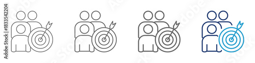 Client, consumer, user, human, people, employee thin line icon vector set in line style and blue color.