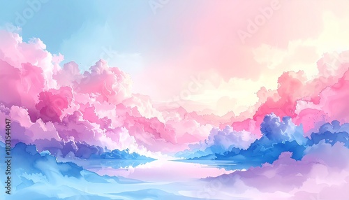 淡い水彩ピンクブルーの柔らかい背景素材