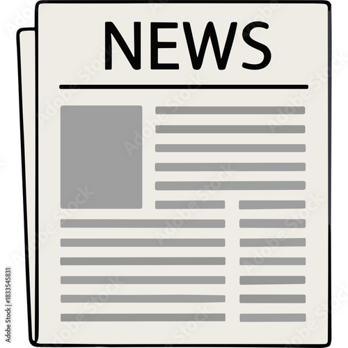 Simple Black and White Illustration of a Newspaper Headline Showing the Word NEWS in Bold Capital Letters on a Plain Background