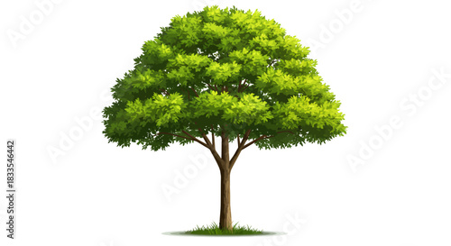 A lush green tree stands tall, its branches reaching towards the sky, a vibrant vector illustration perfect for nature-themed designs and eco-friendly projects.