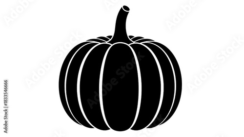 Vector illustration of black and white silhouette vector graphic illustration of a single pumpkin isolated on transparent background