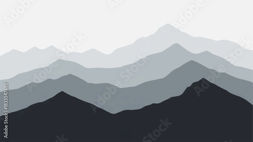 Minimalist Mountain Range Landscape with Graduated Tones.