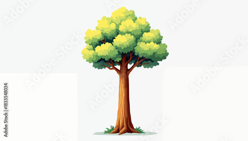 A vibrant cartoon illustration of a lush green tree, rendered in a vector format, perfect for use in educational materials, website graphics, or any project needing a touch of nature.