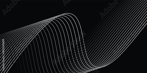 Abstract wave element for design. Digital frequency track equalizer. Stylized line art background. Vector illustration. Wave with lines created using blend tool.