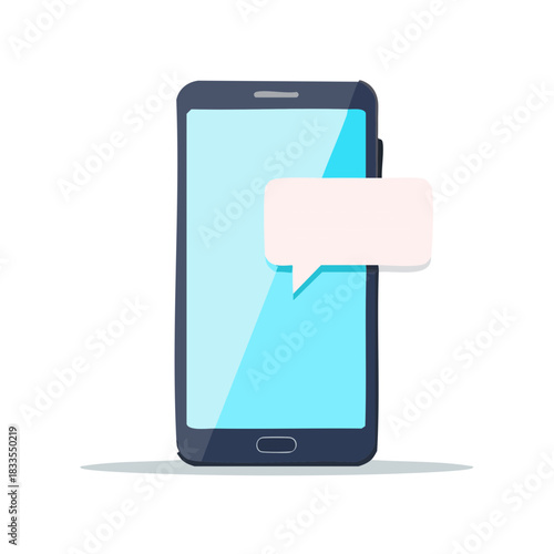 スマートフォンから出ている会話吹き出しのベクターイラスト　スマホからのチャット、メッセージ、SNS