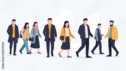 Diverse group of people walking together in a casual setting.